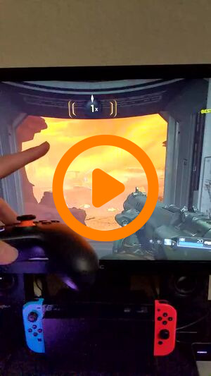 Thumbnail of a slow motion video demonstrating Stadia's input latency in Doom 2016
